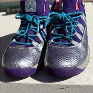 Nike Air Jordan Prime Flight Girls Purple and Silver Athletic Shoes